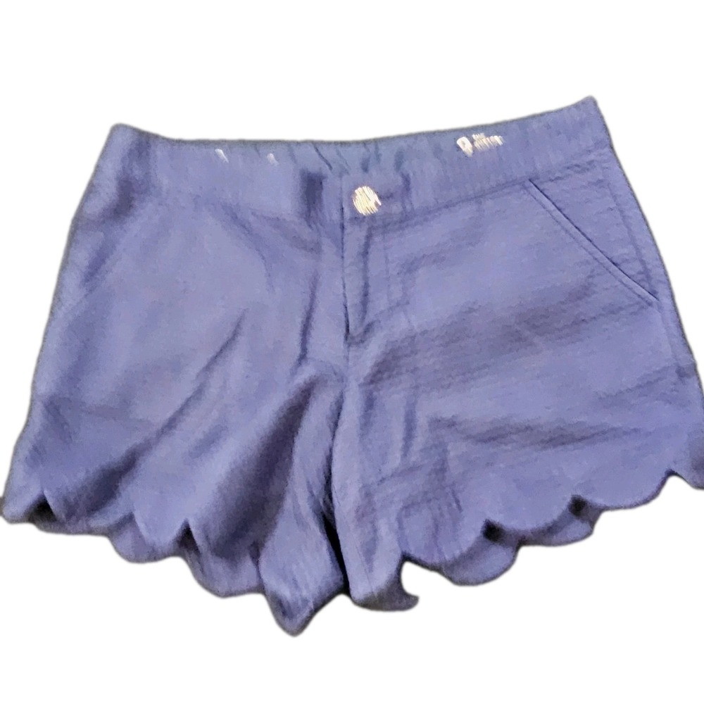 Lilly Pulitzer The Buttercup Shorts True Navy Scalloped Trim Women Sz 2 Cottage